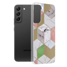  Techsuit - Márvány Sorozat - Samsung Galaxy S22 Plus - Lila Hatszög tok