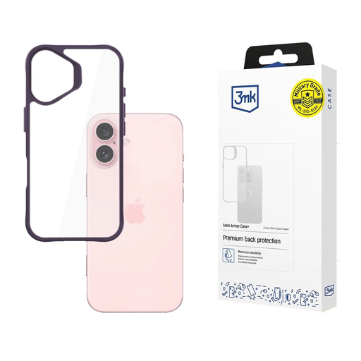 3mk Satin Armor Case+ Lila tok Apple iPhone 16 - átlátszó 3mk Satin Armor Case+ Lila tok Apple iPhone 16 - átlátszó