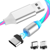  Techsuit - 3 az 1-ben LED-es áramló mágneses töltőkábel - USB-ről Type-C-re, Micro USB-re, Lightning-re, 1m - Fehér - 0. kép