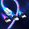  Techsuit - 3 az 1-ben LED-es áramló mágneses töltőkábel - USB-ről Type-C-re, Micro USB-re, Lightning-re, 1m - Fehér - 1. kép