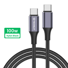  Techsuit - Adatkábel (PCB018) - Type-C - Type-C, Szupergyors töltés, PD100W, 480Mbps, Nylon, Alumínium ötvözet, 1m - Fekete