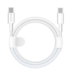  Techsuit - Adatkábel (PCB130) - Type-C to Type-C, Gyors töltés, 60W, 480Mbps, Alumínium ötvözet, 1m - Fehér