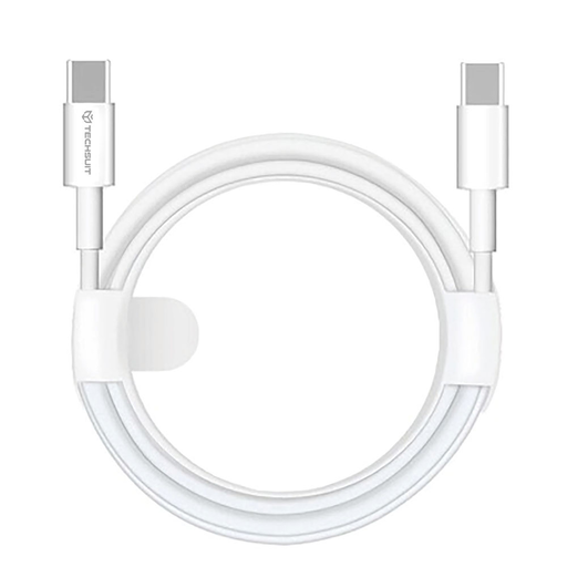  Techsuit - Adatkábel (PCB130) - Type-C to Type-C, Gyors töltés, 60W, 480Mbps, Alumínium ötvözet, 1m - Fehér