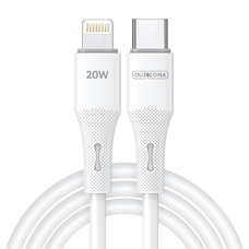  Duzzona - Adatkábel (A10) - Folyékony szilikon, USB-C - Villám, 20W, 1m - Fehér