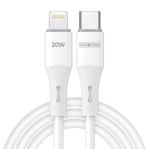  Duzzona - Adatkábel (A10) - Folyékony szilikon, USB-C - Villám, 20W, 1m - Fehér