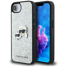 Karl Lagerfeld Fixed Glitter Ikonik Metal Pin tok iPhone 16e - ezüst