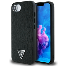 Guess Grained Triangle MagSafe tok iPhone 16e - fekete