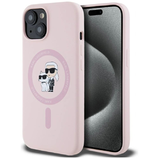 Karl Lagerfeld Szilikon Karl&Choupette MagSafe iPhone 15 Plus tok - Pink