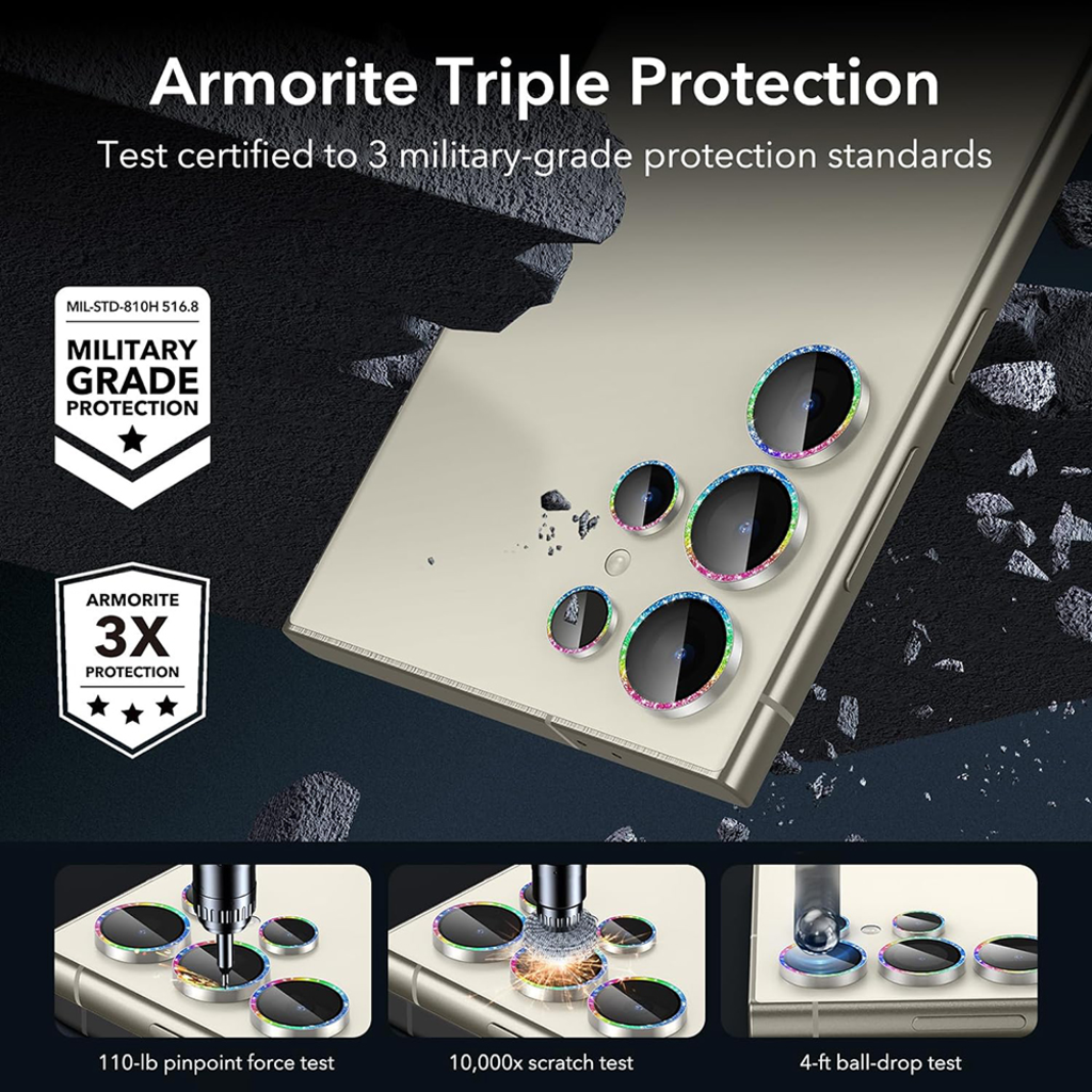  Samsung Galaxy S24 Ultra ESR Lencsevédő edzett üveg Strasszkő üvegfólia - 10