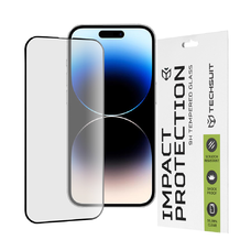  Techsuit - 111D Teljes Borítású / Teljes Ragasztású Üveg - iPhone 14 Pro - Fekete