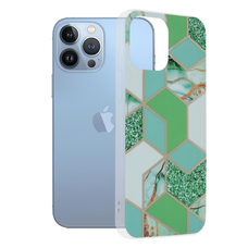  Techsuit - Márvány Széria - iPhone 13 Pro Max - Zöld Hex tok