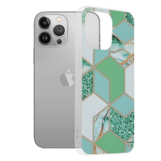  Techsuit - Márvány Sorozat - iPhone 13 Pro - Zöld Hex tok