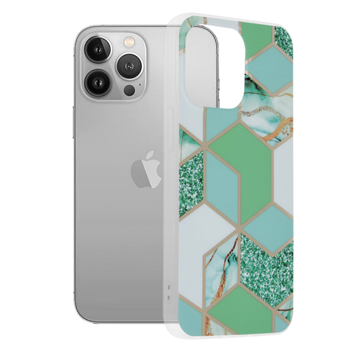 Techsuit - Márvány Sorozat - iPhone 13 Pro - Zöld Hex tok Techsuit - Márvány Sorozat - iPhone 13 Pro - Zöld Hex tok