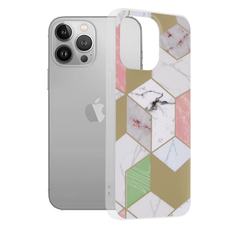  Techsuit - Márványszéria - iPhone 13 Pro - Lila Hatszög tok