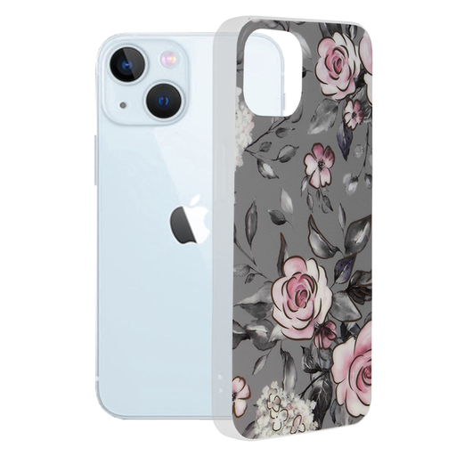 Techsuit - Marble Sorozat - iPhone 13 - Ruth Szürke Virágzása tok Techsuit - Marble Sorozat - iPhone 13 - Ruth Szürke Virágzása tok