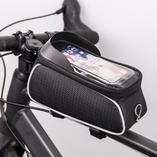 Vodotesná cyklistická rámová taška s tieneným držiakom na telefón Model01 čierne puzdro Vodotesná cyklistická rámová taška s tieneným držiakom na telefón Model01 čierne puzdro