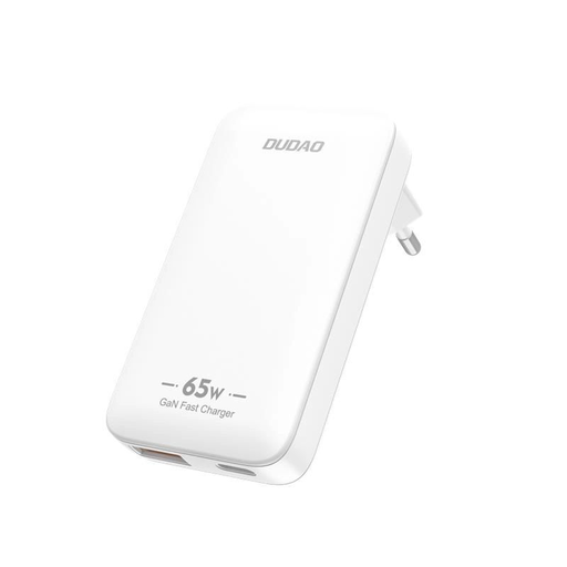 GaN Dudao A65Q 65W USB-A / USB-C PD Ultra-Vékony Fali Töltő - Fehér