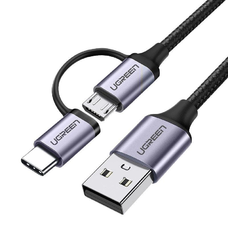 Ugreen 2 az 1-ben USB - micro USB / USB Type-C kábel 1m 2.4A fekete (30875)