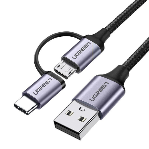 Ugreen 2 az 1-ben USB - micro USB / USB Type-C kábel 1m 2.4A fekete (30875)