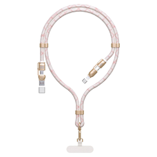 Dudao L20MAX 4 az 1-ben kábel / nyakpánt USB-A / USB-C / Lightning PD QC 65W 1,5m - Rózsaszín