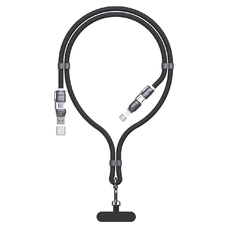 Dudao L20MAX 4 az 1-ben Kábel / Nyakpánt USB-A / USB-C / Lightning PD QC 65W 1,5m - Fekete