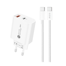 A6MaxL 20W USB-A USB-C hálózati töltő USB-C - USB-C 1m kábellel - fehér