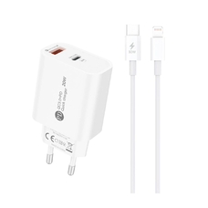 A6MaxL 20W USB-A USB-C Hálózati Töltő 1m USB-C - Lightning Kábellel - Fehér