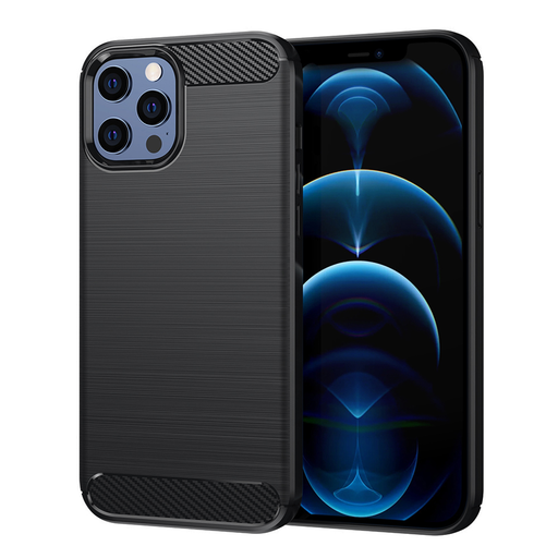 Techsuit - Karbon Szilikon - iPhone 12 Pro Max - Fekete tok Techsuit - Karbon Szilikon - iPhone 12 Pro Max - Fekete tok