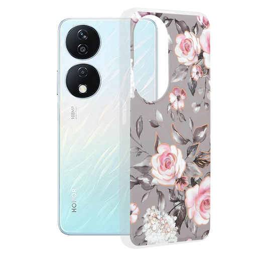 Techsuit - Márvány Sorozat - Honor X7b / X7b 5G / 90 SMART - Ruth Szürke Virágzása tok Techsuit - Márvány Sorozat - Honor X7b / X7b 5G / 90 SMART - Ruth Szürke Virágzása tok