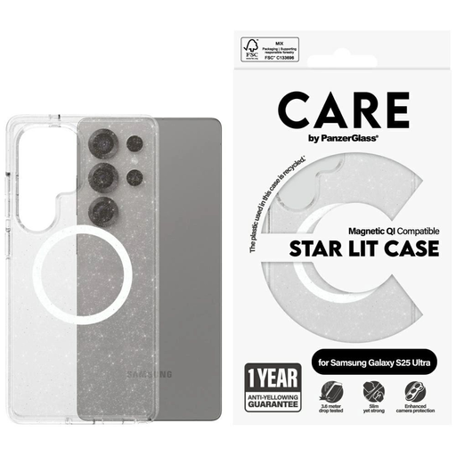 CARE by PanzerGlass Flagship Urban Combat StarLight Fehér QI Tok Samsung Galaxy S25 Ultra - Átlátszó tok CARE by PanzerGlass Flagship Urban Combat StarLight Fehér QI Tok Samsung Galaxy S25 Ultra - Átlátszó tok