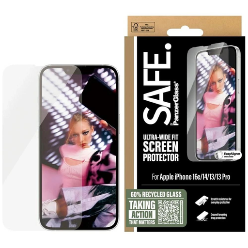 SAFE by PanzerGlass Ultra-Wide Fit edzett üveg iPhone 16e üvegfólia - Átlátszó
