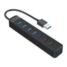 Orico TWU32-4A USB-A 3.0 hub / 4x USB-A 3.0 + 3x USB-A 2.0 + USB-C 5V/3A - fekete