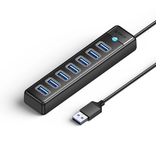 Orico PW7U-U3 hub 7x USB-A 3.0 + USB-C 5V/3A 1m - fekete