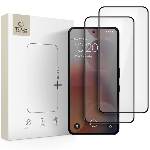 Edzett üveg Tech-protect Glass Fit+ 2-pack Nothing Phone 3a / 3a Pro Fekete üvegfólia Edzett üveg Tech-protect Glass Fit+ 2-pack Nothing Phone 3a / 3a Pro Fekete üvegfólia