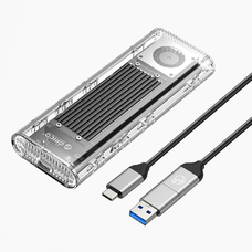 Orico TCM2-G20 M.2 NVME USB-C 3.2 20Gb/s Merevlemez külső ház  - Ezüst/Átlátszó