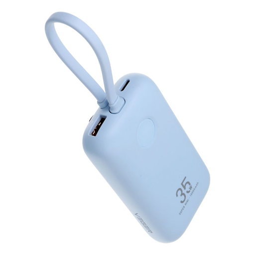 VEGER powerbank 10000 mAh beépített kábelekkel Type C / Lightning PD QC3.0 35W K1 (W1188) égkék