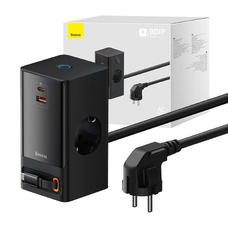  Baseus - PowerCombo hosszabbító (PSLR000301) - USB, 2xType-C, Schuko, 65W - Fekete