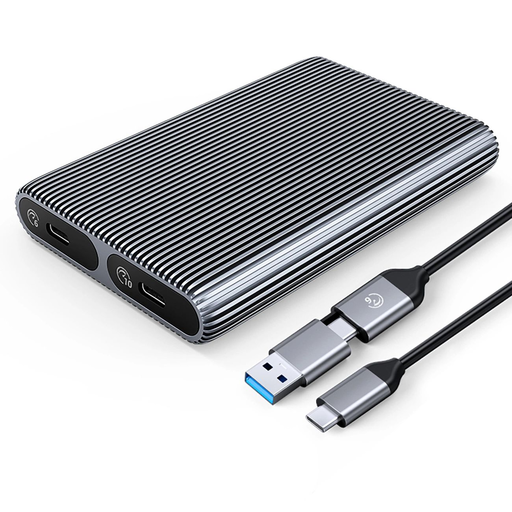 Orico AM2C3-2SN dupla merevlemez keret két M.2 SATA+NVME meghajtóhoz USB-C 3.2 6Gb/s / 10Gb/s - szürke