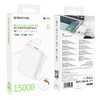 Borofone Power Bank 15000mAh BJ70A Vigorous - USB + Type C - QC 3.0 PD 20W Type C és Lightning kábelekkel fehér - 4. kép