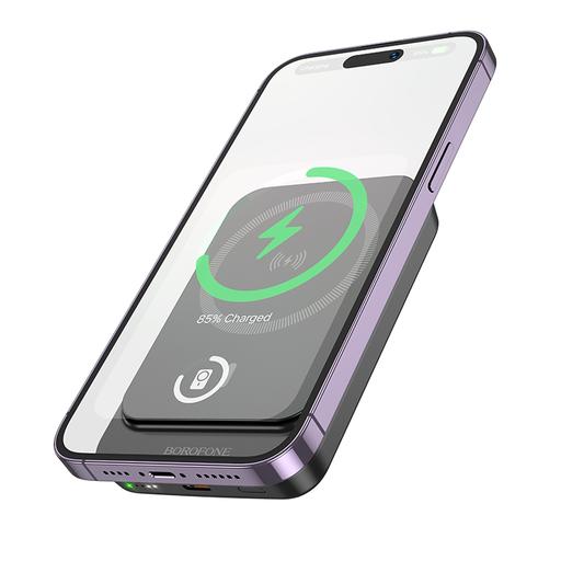Borofone Power Bank 10000mAh BJ63A Nimble - Type C - PD 20W mágneses indukciós töltéssel fekete
