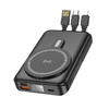 Borofone Power Bank 10000mAh BJ67 Clever - USB + Type C - QC 3.0 22,5W + PD 20W mágneses indukciós töltéssel, Type C, Lightning és USB kábelekkel fekete - 0. kép
