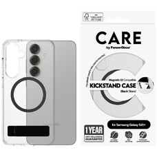 CARE by PanzerGlass Fekete Kitámasztós & QI Samsung Galaxy S25+ tok - Átlátszó