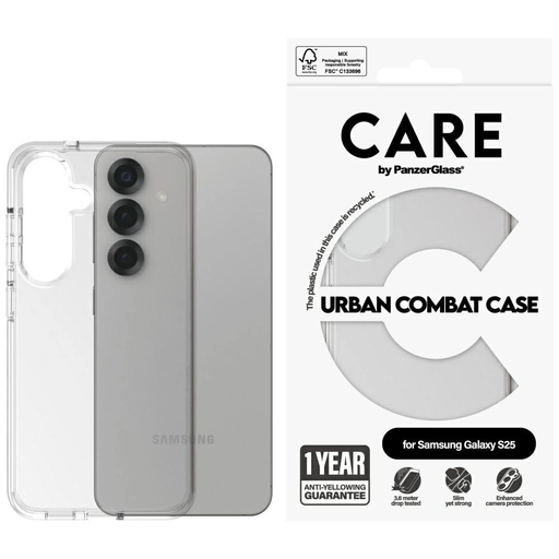 CARE by PanzerGlass Flagship Urban Combat tok Samsung Galaxy S25 - Átlátszó CARE by PanzerGlass Flagship Urban Combat tok Samsung Galaxy S25 - Átlátszó