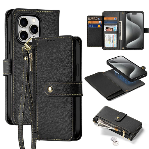 Dux Ducis Lawa Bőrtok iPhone 15 Pro Max - Fekete tok Dux Ducis Lawa Bőrtok iPhone 15 Pro Max - Fekete tok