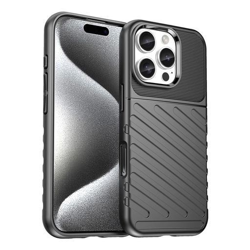 Thunder Case tok iPhone 16e szilikon páncél tok - fekete Thunder Case tok iPhone 16e szilikon páncél tok - fekete