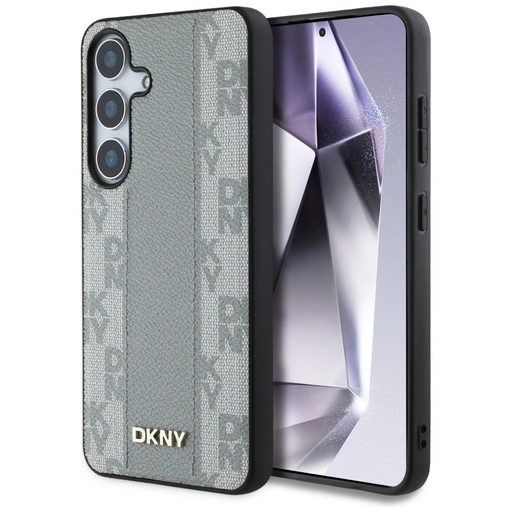 DKNY Leather Checkered Pattern MagSafe tok Samsung Galaxy S25 taupe DKNY Leather Checkered Pattern MagSafe tok Samsung Galaxy S25 taupe