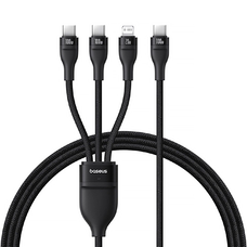 Baseus Flash Series 3 3in1 kábel 100W USB-C - USB-C+USB-C+ Lightning 1.5m + 3 x 0.25 m - fekete