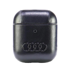 Audi Bőr Nagy Logós Tok AirPods 1/2 - Fekete