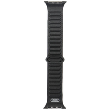 Audi Logo valódi bőr mágneses gyűrű szíj Apple Watch 44 / 45 / 46 / 49 mm - Fekete