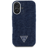 Guess HC MagSafe FW Farmerszövet Triangle Logo tok iPhone 16 Kék - 1. kép